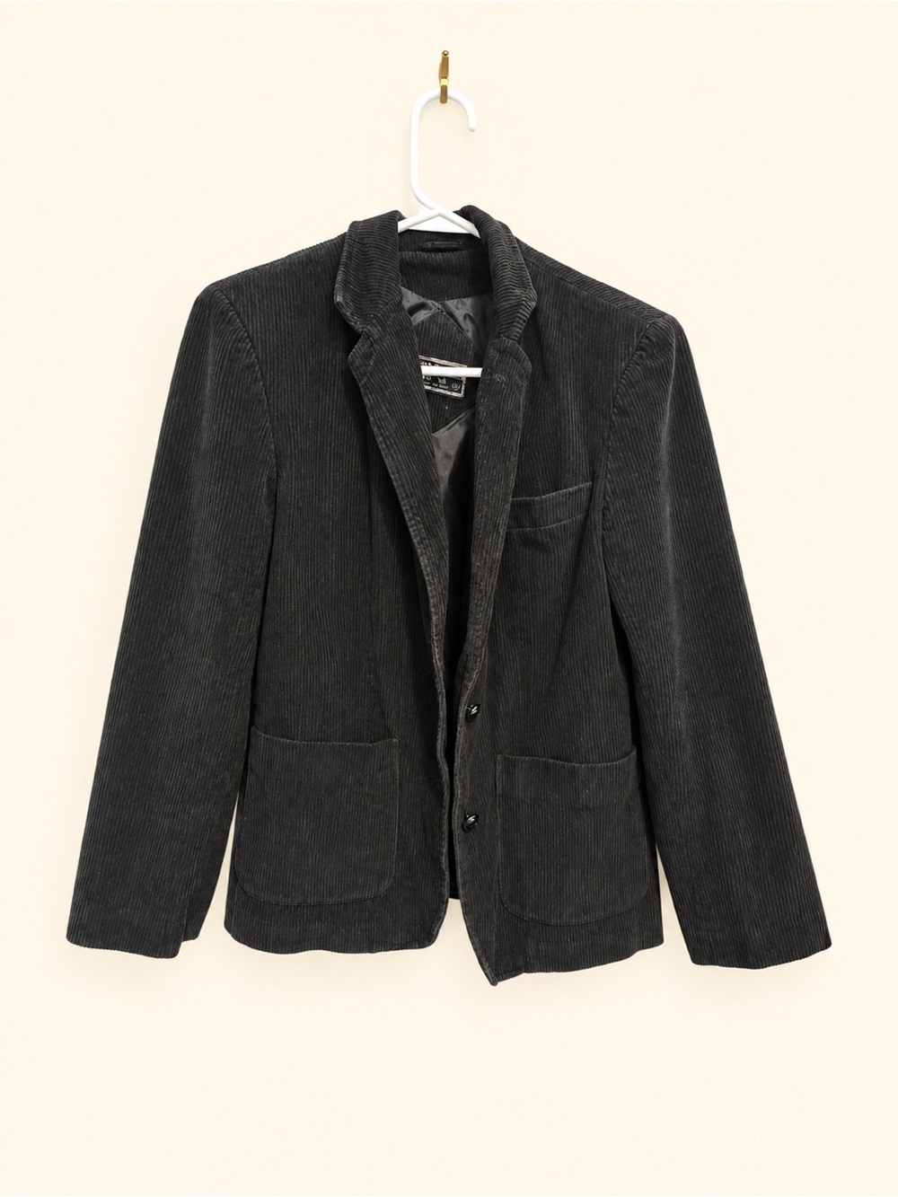 Women's Black Corduroy Blazer - Tailored Notch Lapel